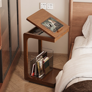 中古风边几茶几可移动升降床头沙发侧边柜实木创意支架卧室小桌子
