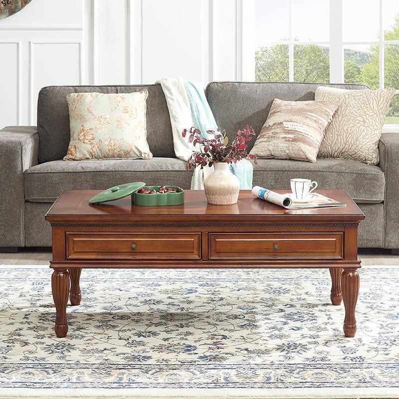 美式茶几电视柜组合现代简约小户型客厅家用成套家具复古实木茶桌