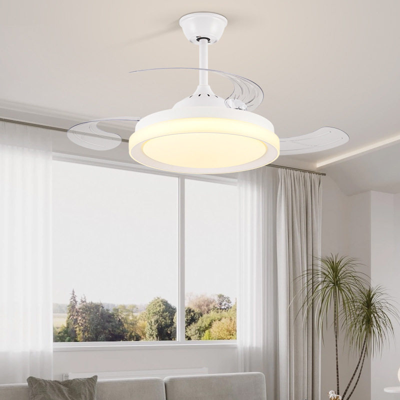 隐形风扇灯吊扇灯北欧餐厅卧室客厅灯现代简约家用静音电扇灯具