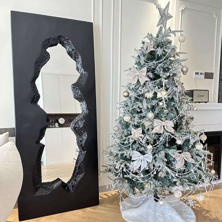 北欧轻奢破碎全身镜不规则玻璃钢装饰镜样板间民宿设计师落地镜子