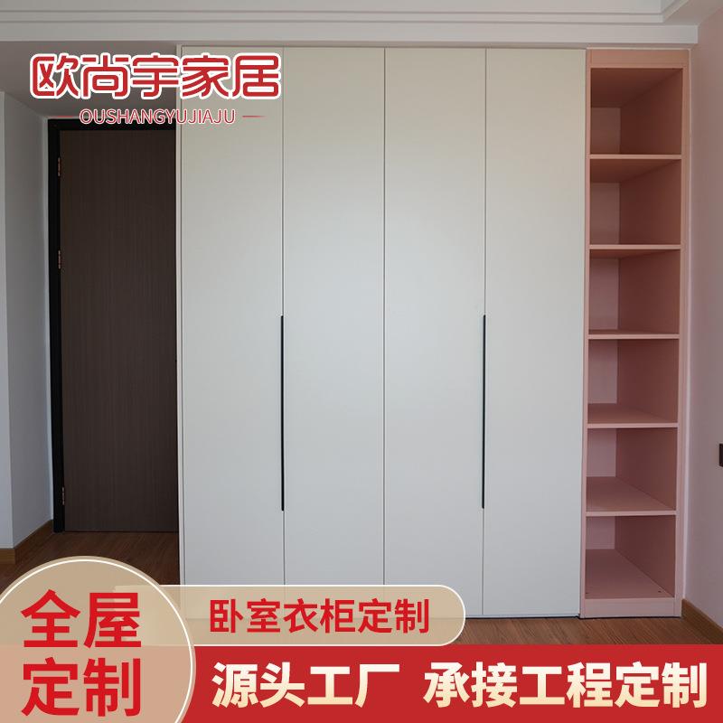 整体衣柜全屋步入式衣帽间复古橱柜门板式设计深灰配色套装家具