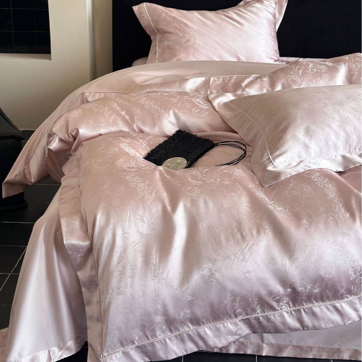 高端时尚锦缎大提花四件套长绒棉被套床单高级感样板房床上用品