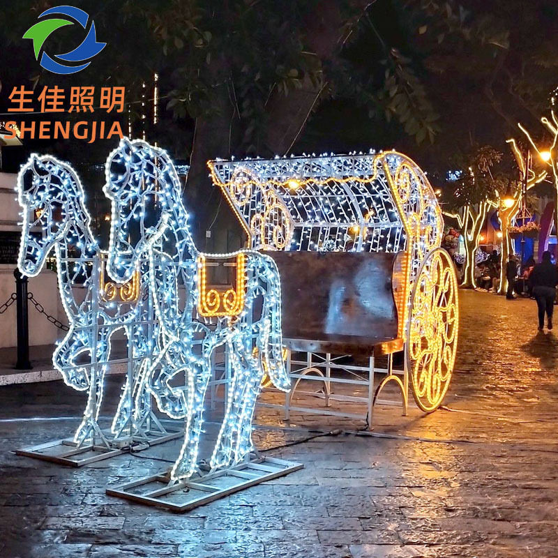 鹿拉车LED户外广场造型灯婚庆用品圣诞鹿拉车景观装饰小品灯