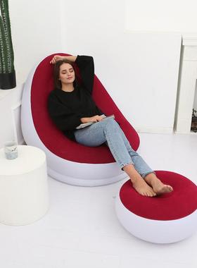 植绒充气沙发懒人沙发网红单人舒适沙发简约午睡躺椅创意便携椅子