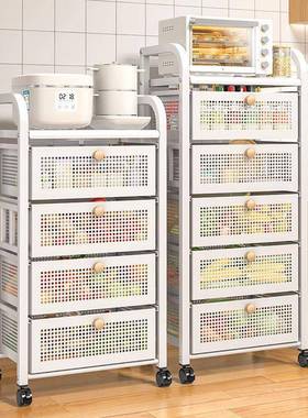 抽屉式储物架蔬菜收纳架夹缝置物架落地多层厨房子可移动透气放果