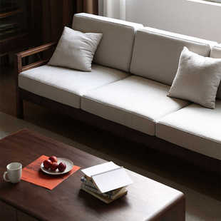 北美黑胡桃木沙发北欧全实木客厅家具现代简约小户型沙发冬夏两用