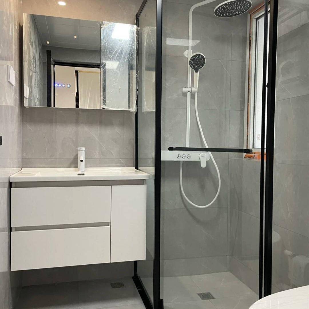 极窄T字型隔断玻璃门推拉移门淋浴房沐浴卫生间一门两用干湿分离