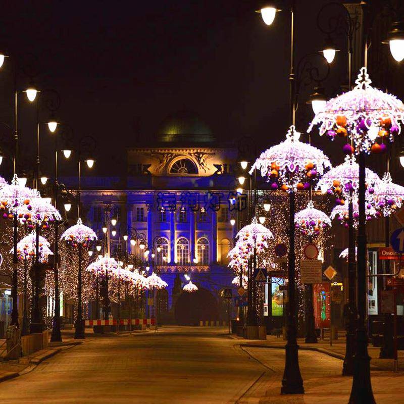 LED雨伞路灯杆造型灯街道公园平面图案灯工程亮化景观灯