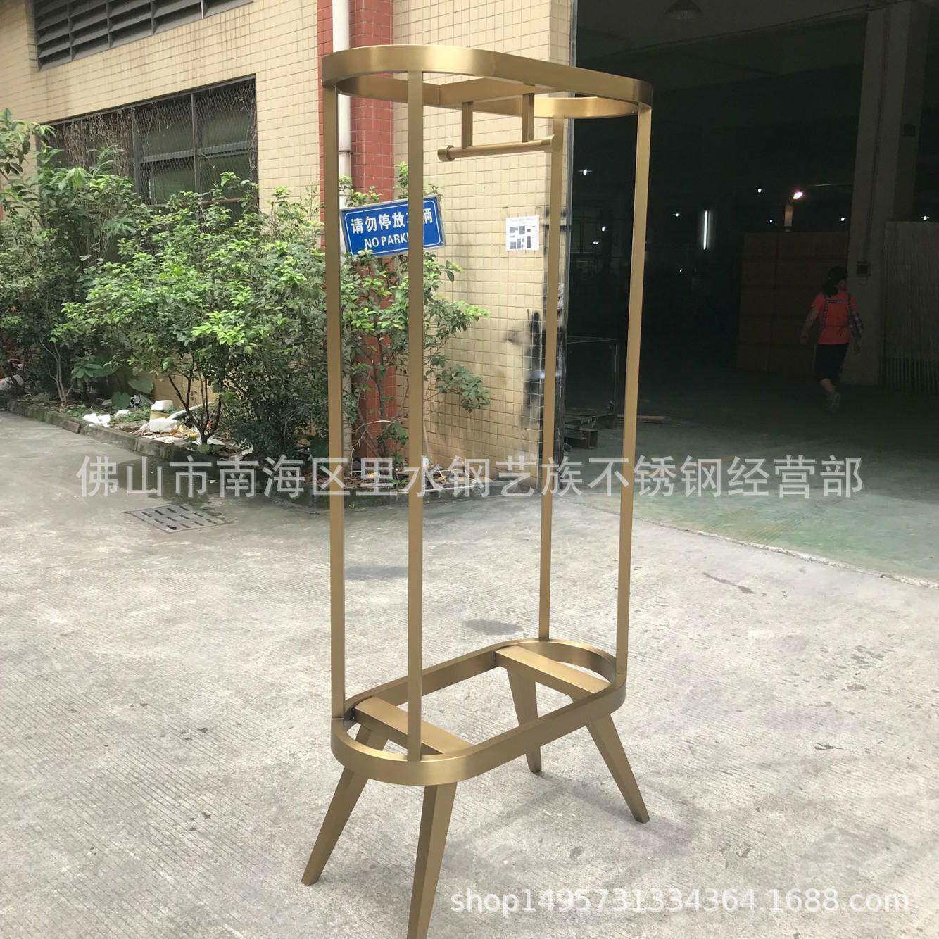 不锈钢架子钛金玫瑰金展示衣架服装展示中岛架可来图