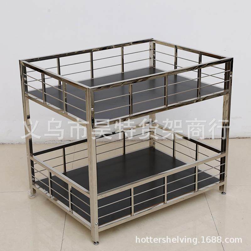 TZ-010新款服装店超市不锈钢两层展示台黑色烤漆木板促销台,金属材料及制品,金属加工件/五金加工件,淘宝优惠券,粉丝福利购,淘宝优惠卷