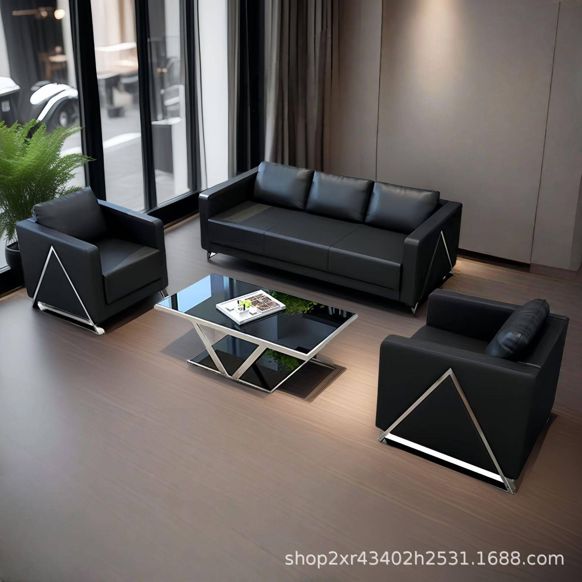 4S店办公沙发商务展厅休息区简易小型单人位接待室沙发三人位真皮