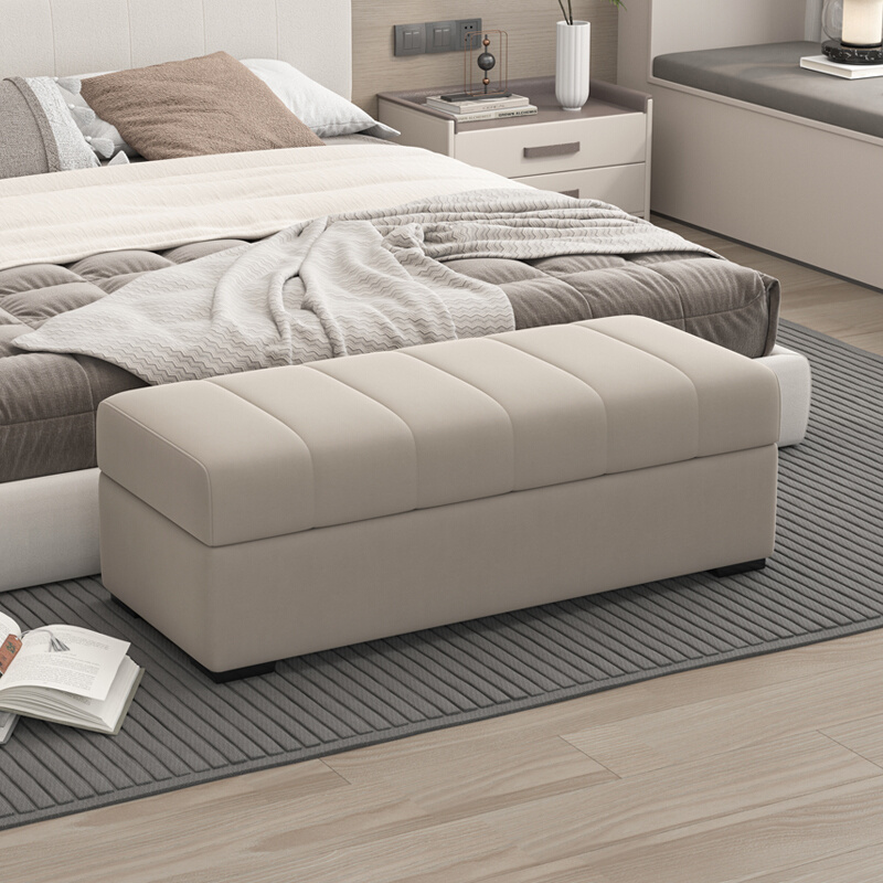 卧室床尾凳长条收纳箱轻奢床边小沙发家用可储物实木长凳