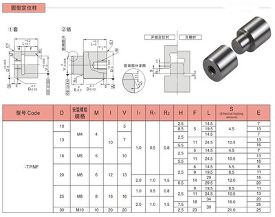 供应模具圆形定位柱C-TPNF10-7 C-TPNF13-13精定位销组件TPNF16-7