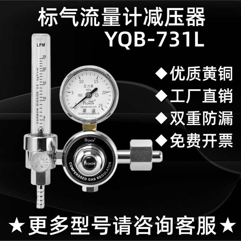 标准气体流量计减压阀压力表YQB-731L实验室尾气检测精密仪表