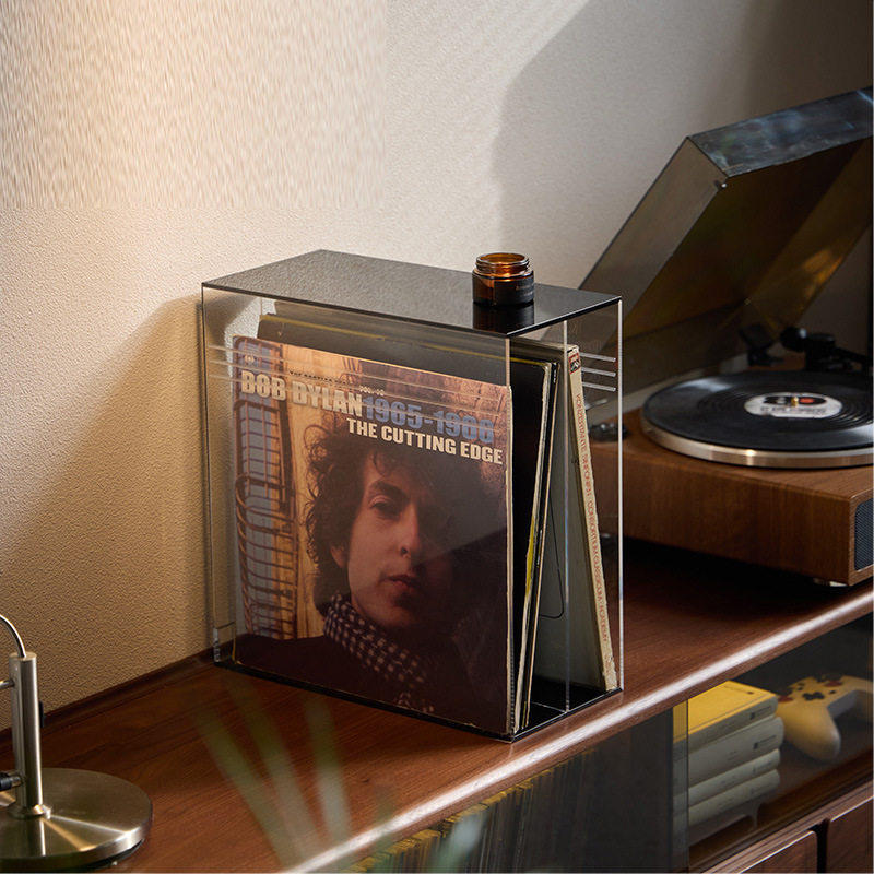 简约风黑胶唱片收纳架亚克力专辑CD碟片透明收纳盒卧室客厅展示架