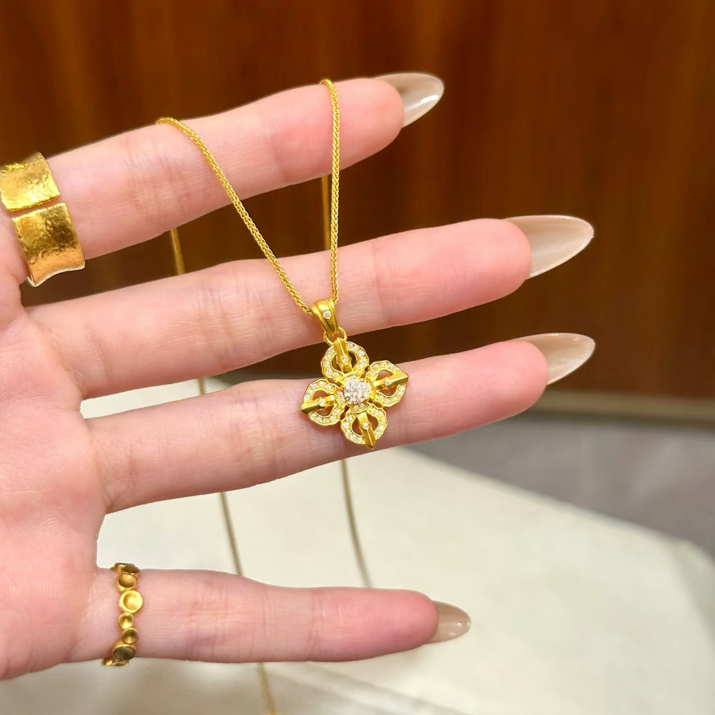 十字金刚杵古法沙金四叶