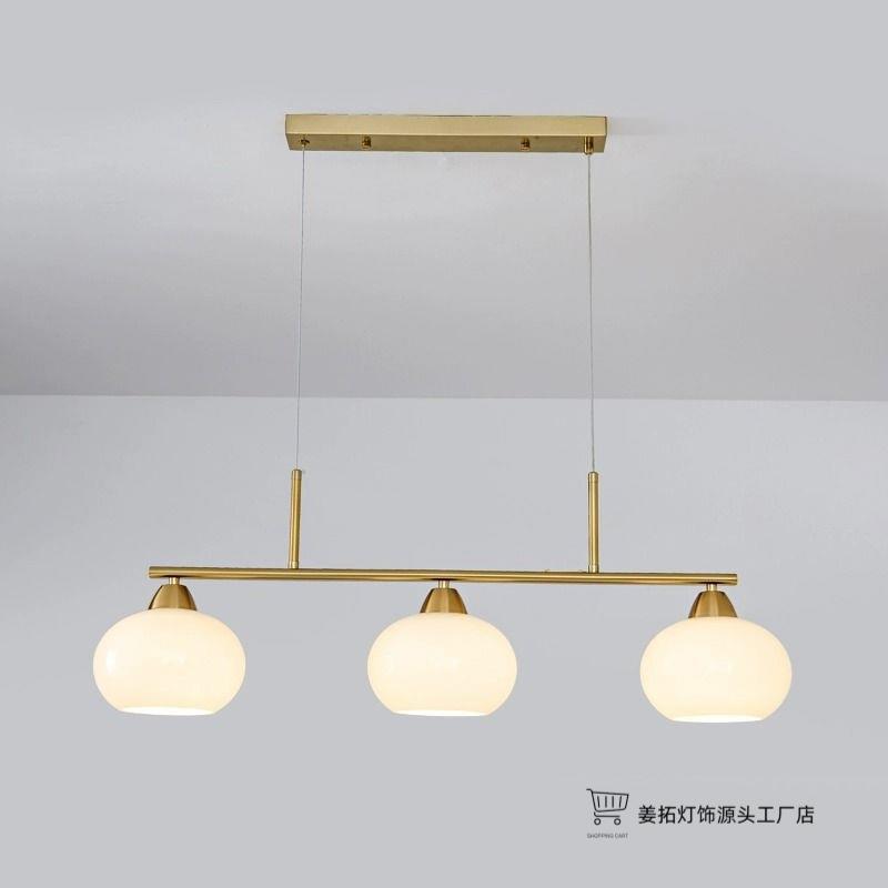 北欧餐厅灯具简约创意家用日式柿子玻璃吧台长条三头餐桌饭厅吊灯