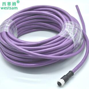 CANBus线缆防水连接器M12-4P5芯母头带线浇注成型接头