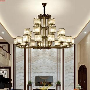 轻奢别墅多层水晶大厅大吊灯简约楼中楼挑空装饰灯客厅灯水晶吊灯