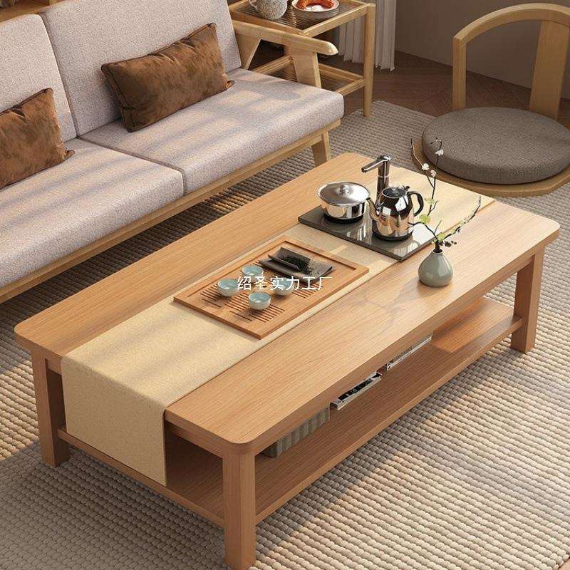 实木茶几客厅家用小户型方形双层茶桌2025新款出租屋办公室小桌子