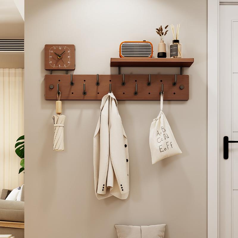 墙上墙壁架子玄关置物架隔板进门挂衣架壁挂衣服挂钩衣帽架挂衣钩