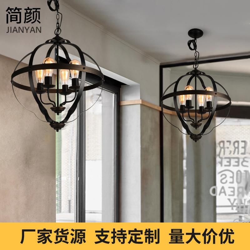 高档餐厅多头吊灯 美式复古铁艺吸顶灯客厅创意个性led吊灯