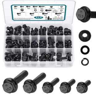 跨境盒装272pcs-252pcs280pcs黑色法兰面螺栓组合六角头螺栓套装