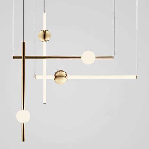 现代简约设计师样板房简约创意横竖组合发光球餐厅卧室床头吊灯