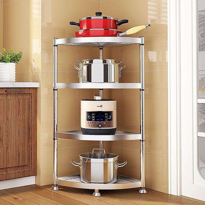 304不锈钢置物架厨房落地三角架多层转角浴室卫生间收纳架