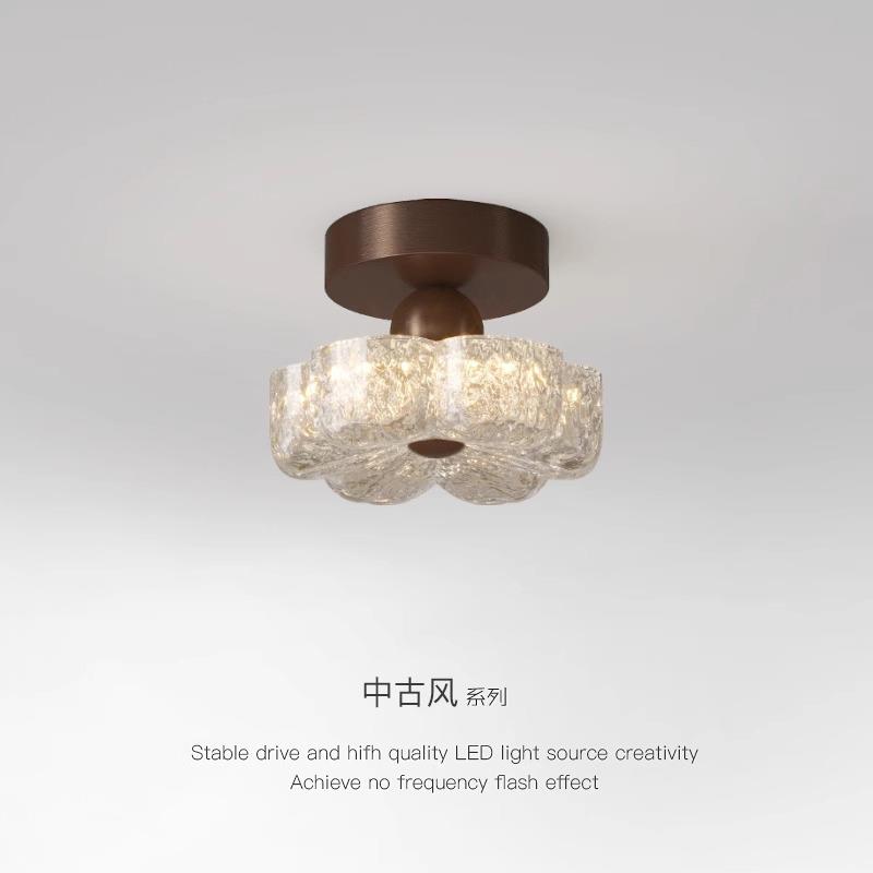 中古风树脂花朵吸顶灯走廊过道灯法式复古阳台入户玄关灯具高级感