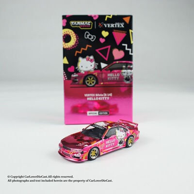 TW 1:64日产 VERTEX Silvia S14 Hello Kitty 电镀粉 合金车模