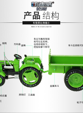 合金复古拖拉机车汽车模型真儿童玩具车农场运输车工程车