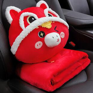 可爱小马加厚插手抱枕毯子二合一靠枕办公室午睡枕头沙发睡觉盖毯