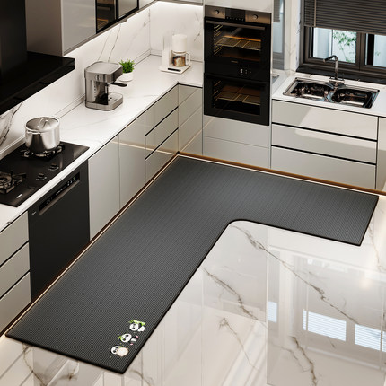2025新款厨房地垫L形一体吸水吸油防滑家用现代简约7字形地毯定制