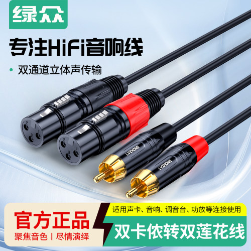 绿众2RCA公转2卡侬母话筒线