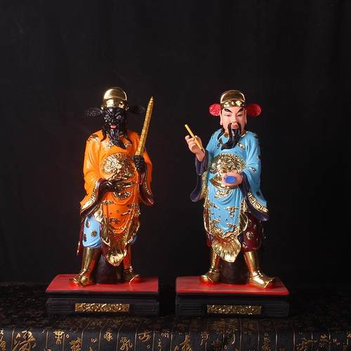 文武判官神像81216英寸树脂彩绘家用供奉城隍冥府判官工艺品桌面