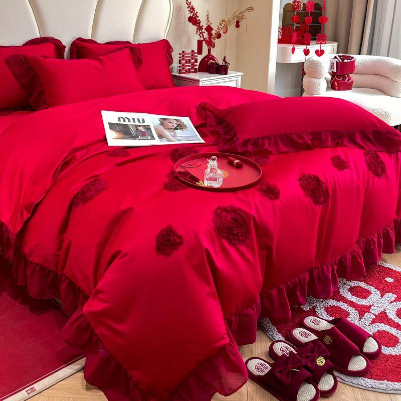 中式玫瑰结婚四件套大红色床单被套纯棉婚庆床上用品婚房喜被,金属材料及制品,金属加工件/五金加工件,淘宝优惠券,粉丝福利购,淘宝优惠卷