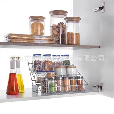 厨房置物架调味料收纳架打孔壁挂式Spicerack橱柜拉伸香料架现货