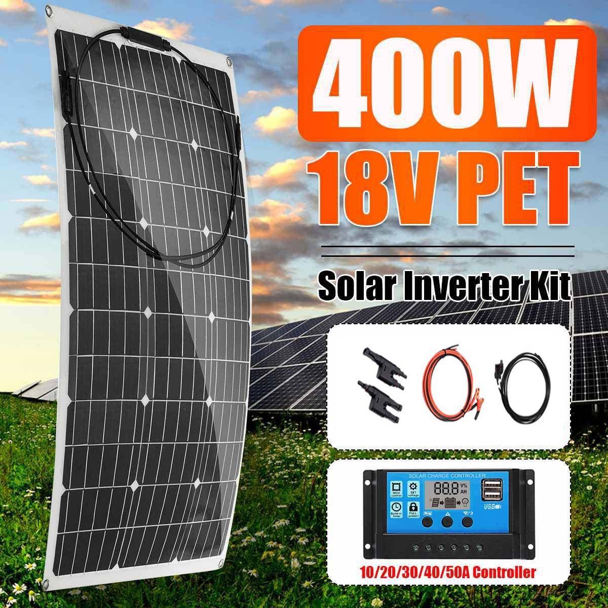 新款太阳能板400W光伏发电板双板套装晶硅太阳能电池光伏板