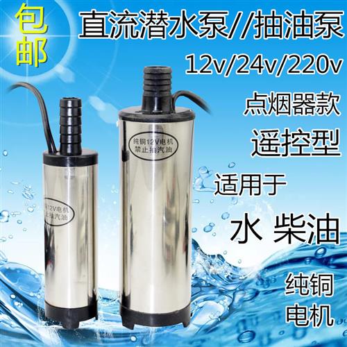 12V24V220V伏潜水泵电动微型抽油泵柴油泵水泵抽水机直流电瓶泵