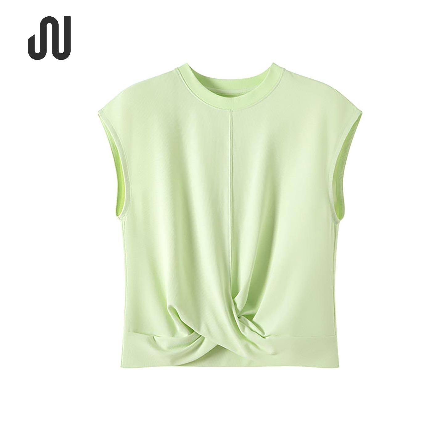 JUACTIVE运动短袖T恤干爽宽松扭结运动瑜伽上衣女休闲服