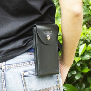 薄6.7 单层竖款 6.8英寸头层牛皮工地干活 穿皮带 真皮手机腰包男款