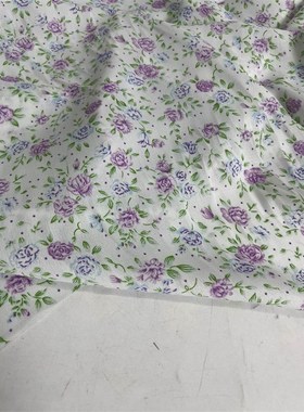 3米白底紫色小碎花雪纺布头 淑女气质D柔软垂坠连衣裙上衣面料D46