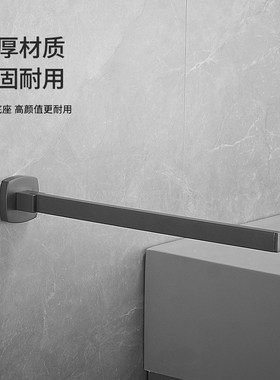 不锈钢枪灰色f卫生间毛巾架浴室折叠活动毛巾杆浴室柜免打孔晾衣