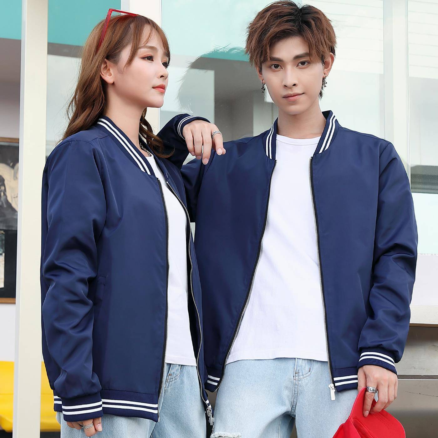 秋冬外工作服防定制ogo园套服开衫棒球服薄款ZVN风l卫衣男女学生