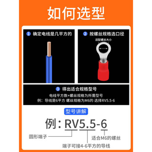 适用于RV圆形接线端子2 5.5 8铜线鼻子O型压线接头预绝缘冷