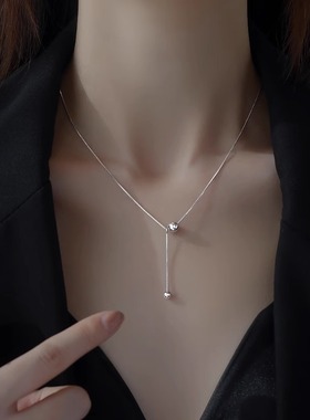 日韩纯银圆珠豆豆流l苏项链女2024新款爆款锁骨链小众轻奢气质颈