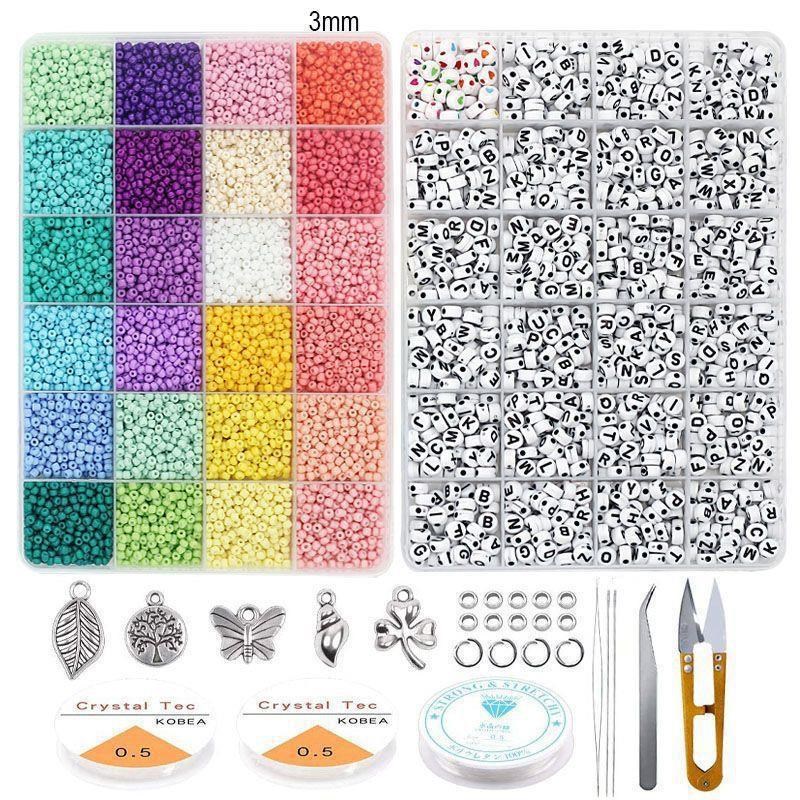 3mm 8/0 玻璃米珠DIYw手工材料手链项链戒指珠宝制作工具亲子玩具