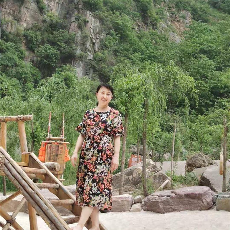 夏季高档人造棉连衣裙公主裙 喇叭袖长裙亲子P裙小个子裙子小清新