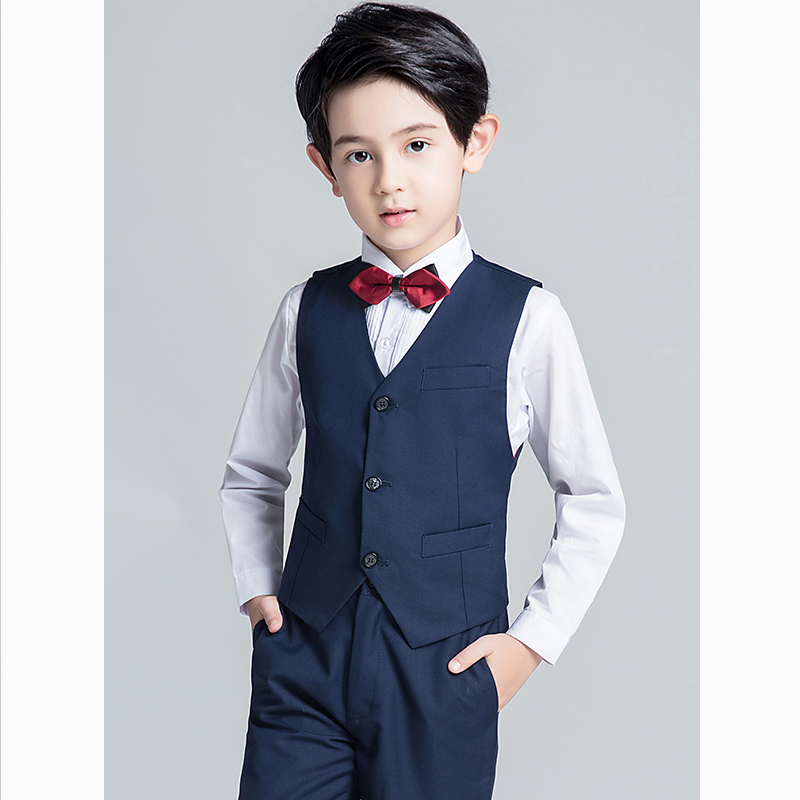 夏季薄款儿童西装马甲套s装钢琴演出服主持人比赛花童男童表演礼